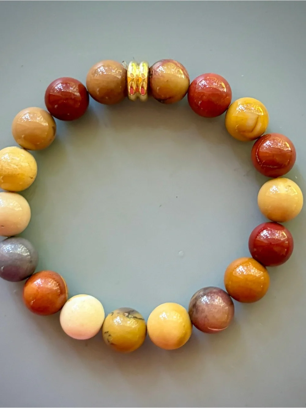 Natural Mookite Jasper Handcrafted Bead Bracelet